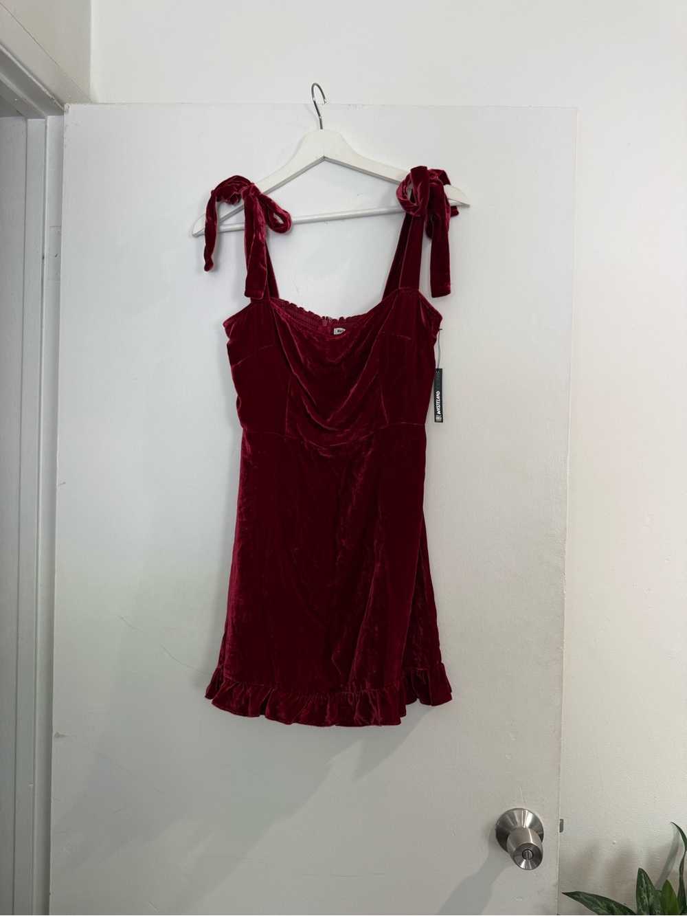 Reformation Velvet Mini Dress in Deep Red